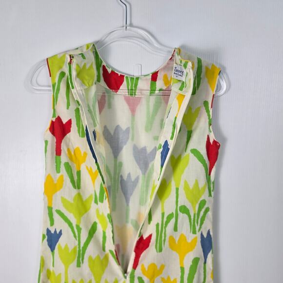 Vintage 60s Tanner of North Carolina Tulip Print Mini Shift Dress Sleeveless 8 - Picture 8 of 10